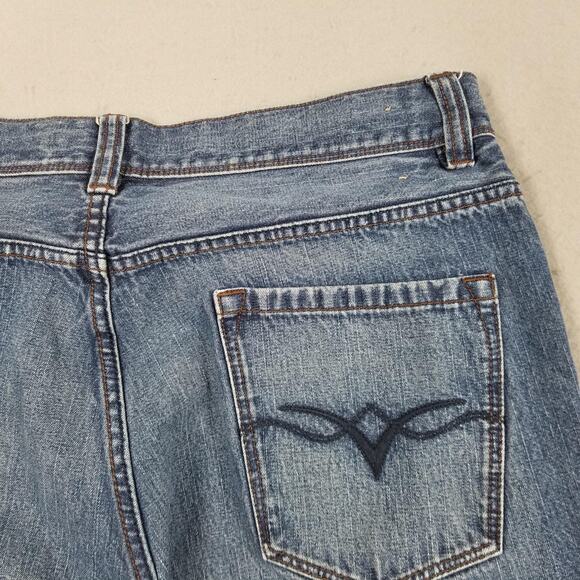 DKNY Jeans Jeans Mens 34x32 Blue Straight Leg Denim Embroidered Pockets Cotton - Picture 8 of 16